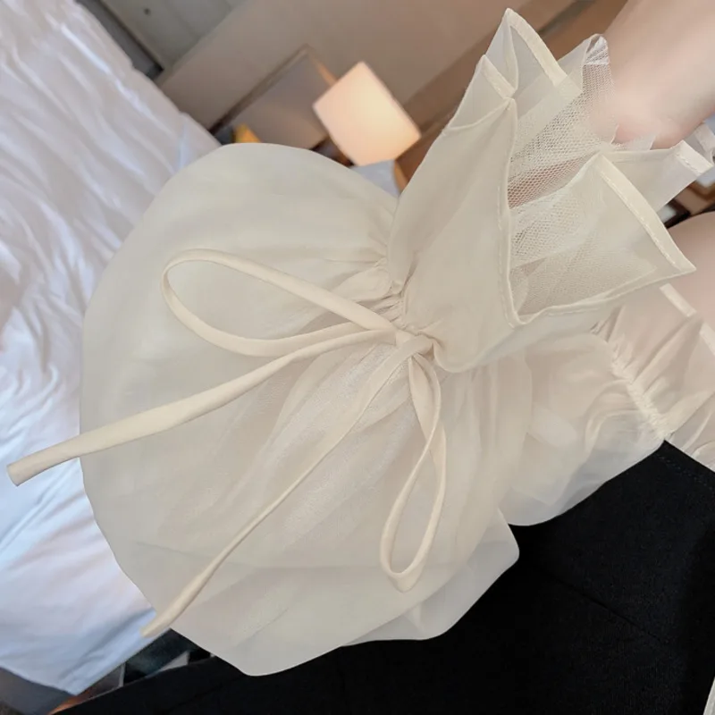 

Fashion Black Skirt Female Spring Autumn Double-breasted Vestido Slash-neck High Waist Ruffles Chiffon Spliced Mini Women Dress