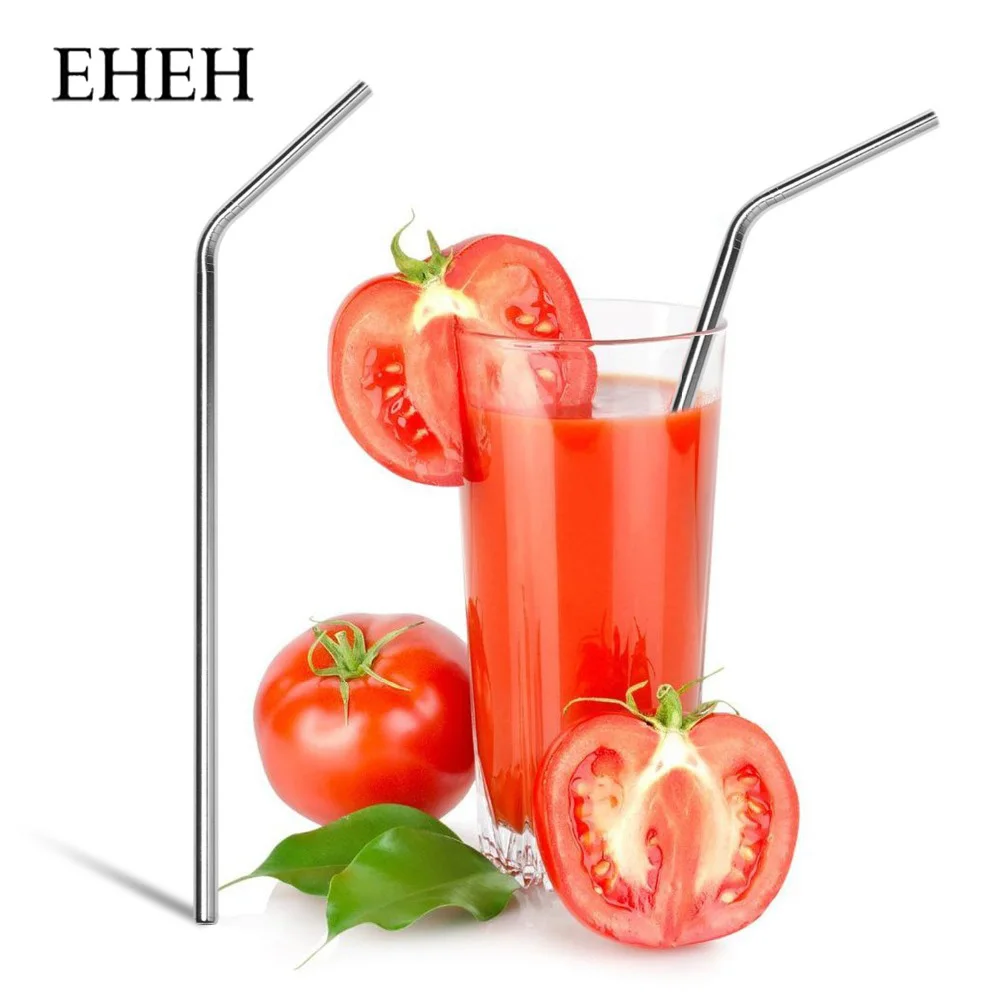 

EHEH 10.5 inches Drinking Straws 304 Stainless Steel Sliver Rainbow sturdy Reusable straws with cleaner brush Mugs Juices Beer