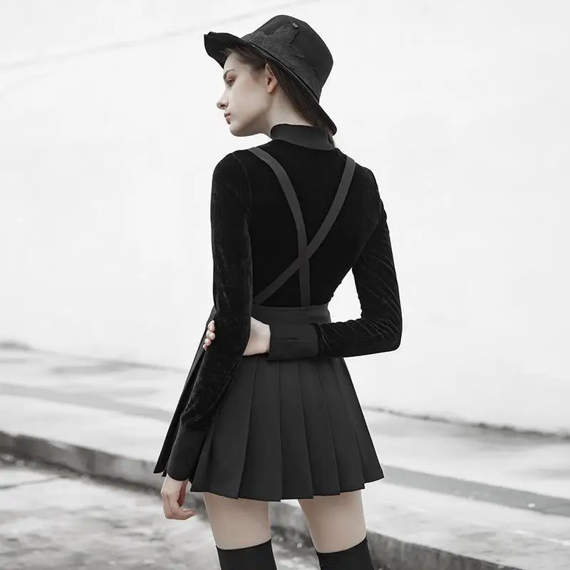 Женская плиссированная подвеска в стиле панк черная юбка с высокой талией PQ477BQ