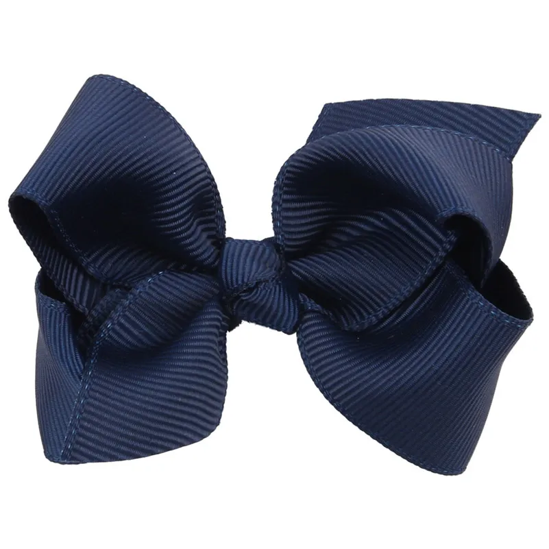 4 Navy blue 1 шт., 3 дюйма, однотонные детские заколки для волос с бантом из ленты для девочек, заколки для волос, эксклюзивные заколки для волос, аксессуары для волос, головной убор принцессы ручной работы - Цвет: 4 Navy blue