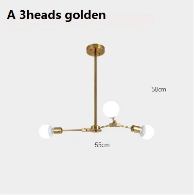A 3heads golden Волшебная фасоль молекулярная фойе люстры в форме дерева Креативный дизайн современный декор подвесные светильники скандинавские постмодерн осветительные приборы - Цвет абажура: A 3heads golden