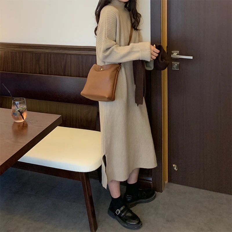 Wavsiyier Fashiond Loose Vintage Cute Solid Thick Winter Sweater Dress Women 2020 Autumn Korean Pullover Jumper Knitted Elegant