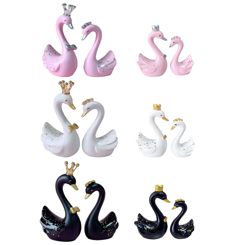 

Миниатюрный скульптура в виде Лебеди животных Скульптура работа настольная лампа приборной панели украшения подарок