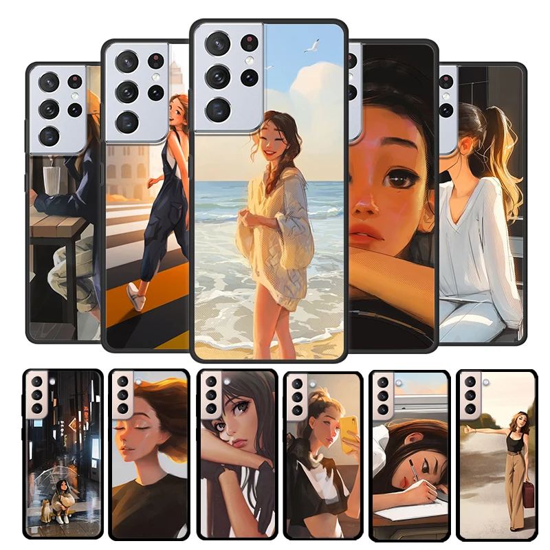 

Fashion Cool Black Girls for Samsung Galaxy S21 S20 FE Ultra Plus S10 S9 S8 S7 S6 Edge 5G Silicone Black Soft Phone Case