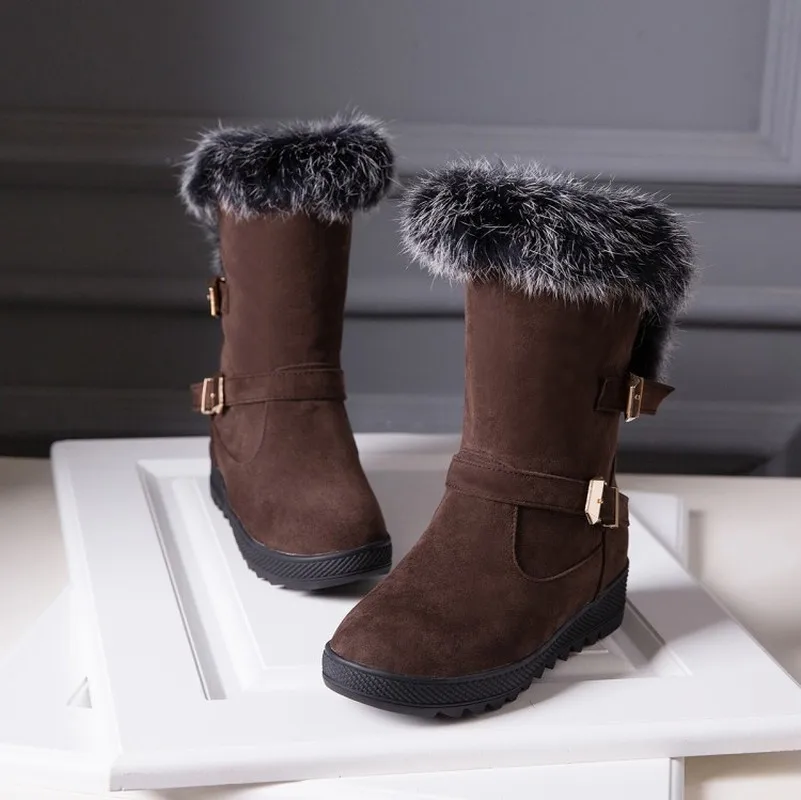 Зимние ботинки женские нескользящие с круглым носком плоская подошва средняя