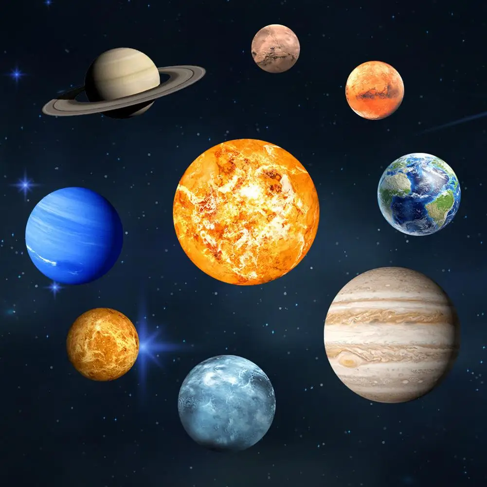 9 шт./компл. флуоресцентная Настенная Наклейка с изображением планеты Светящиеся