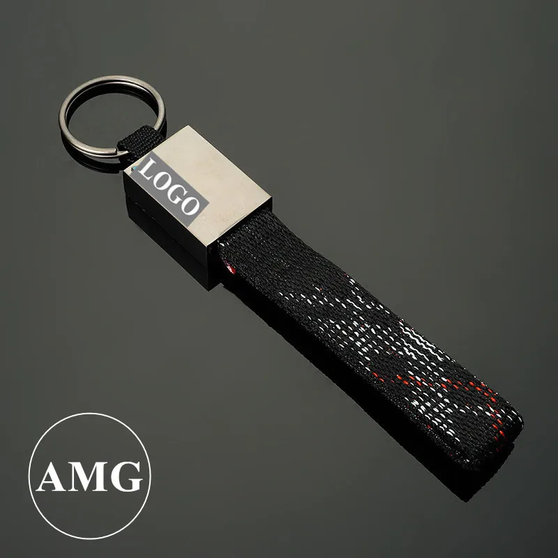 

New Car Keychain Fashion Oxford Cloth Car Key Ring with Logo for AMG Sline RS R for M for gift Car decoration Accessories
