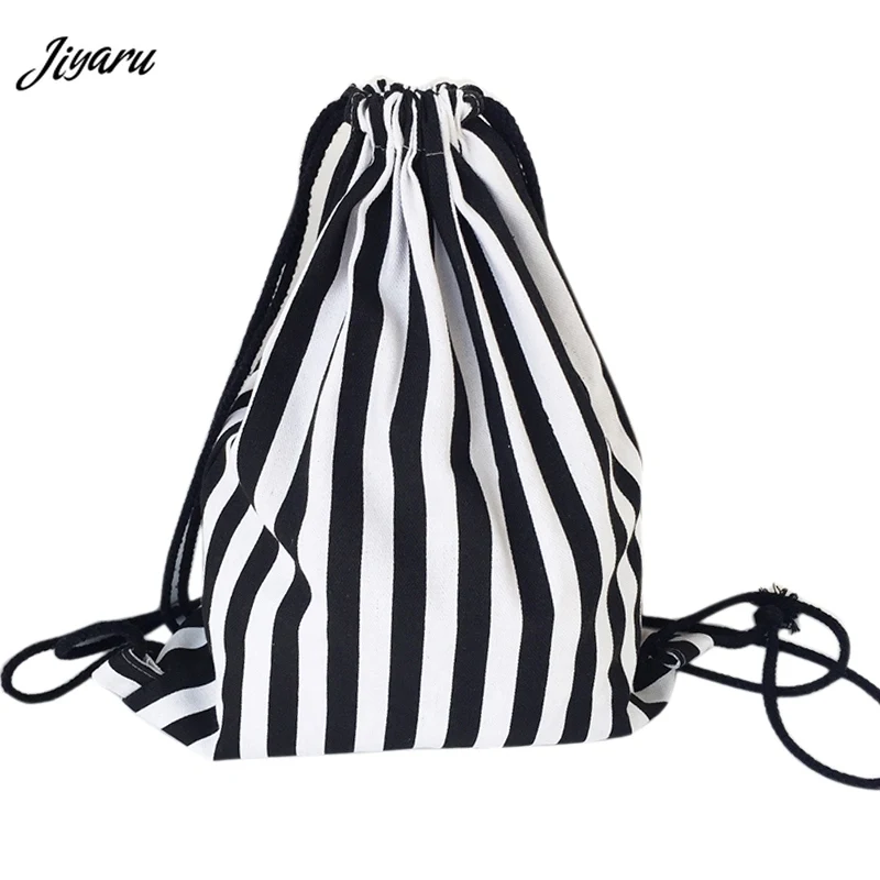 Модный шнурок сумка для девочек полосатая печать рюкзак унисекс дорожная