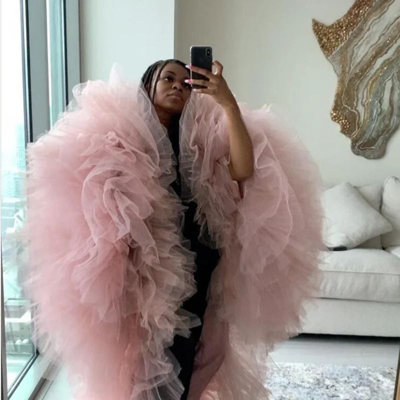 

Tiered Cape Custom Made Puffy Multi Layers Tulle Jackets Women Lush Women Jackets Vogue Capes Dusty Pink Photoshot