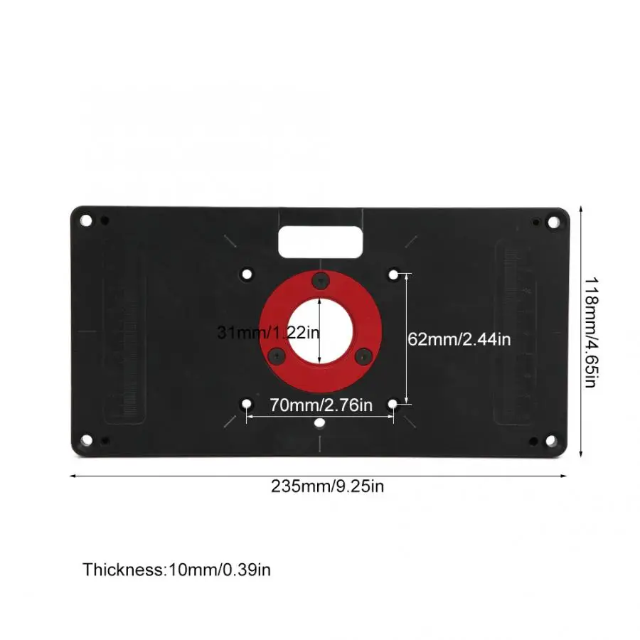 

Router Table Insert Plate 235x118x10mm Aluminum Table Insert Plate Woodworking Benches Tool Woodworking Machinery Parts