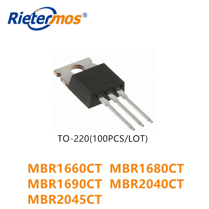 100 шт. MBR1660CT 1660CT MBR1680CT 1680CT MBR1690CT 1690CT MBR2040CT 2040CT MBR2045CT 2045CT TO220 высокое качество |