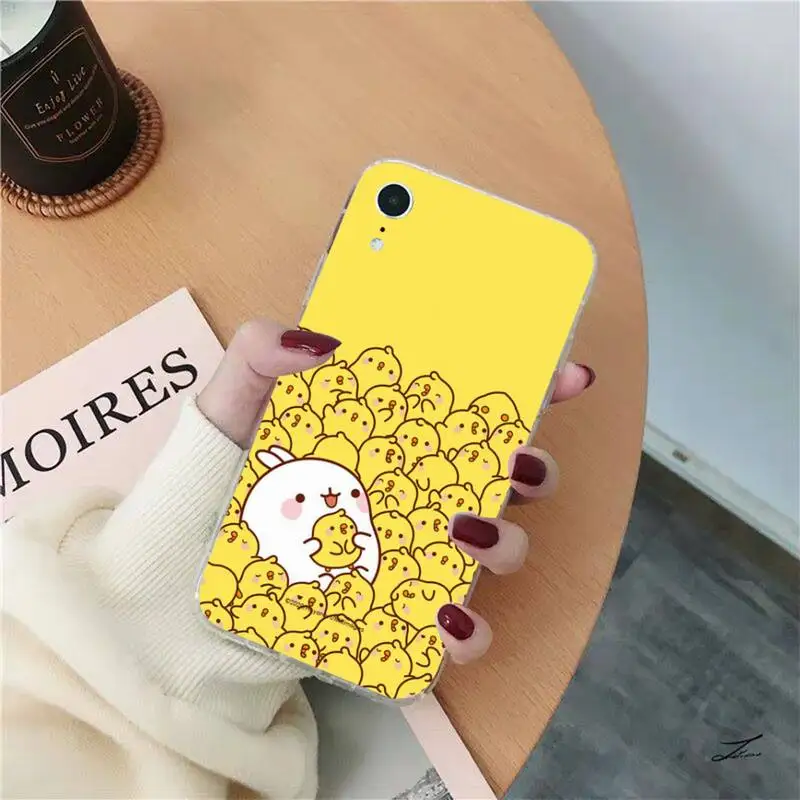 Чехол для телефона Kawaii Molang с мультяшным аниме котом iPhone 13 11 12 pro XS MAX 8 7 6 6S Plus X 5S SE 2020