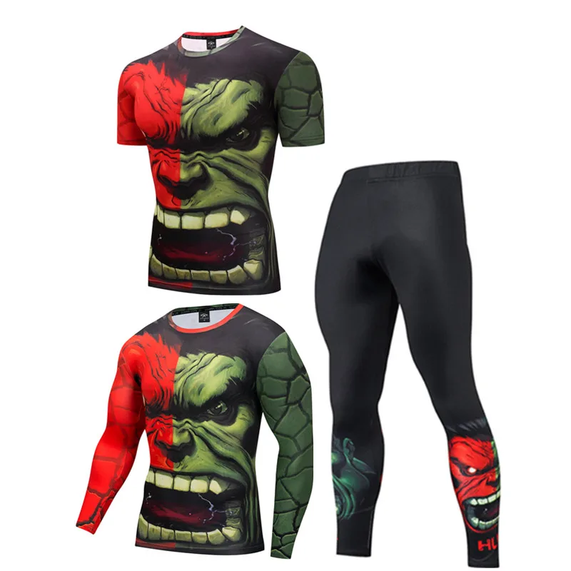 

Boxing BJJ MMA Sport Suits Work Out Compression Rashguard Suits Men VS PK Exercise 3D Fitness Tights Sets Rash Guard Tracksuits