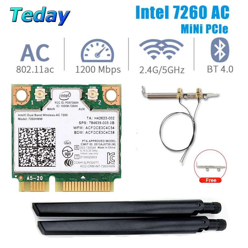 1200 Мбит/с Intel 7260 Mini PCIE Wifi сетевая карта Беспроводной двухдиапазонный 7260HMW Bluetooth 802 11