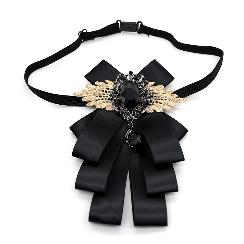 Винтажный черный галстук-бабочка для мужчин со стразами Официальный аксессуар