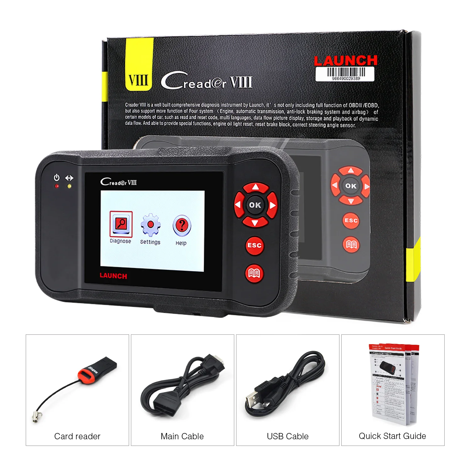 Диагностический инструмент LAUNCH X431 Creader VIII OBD2 считыватель кодов OBDII OBD EPB Oil SAS reset PK