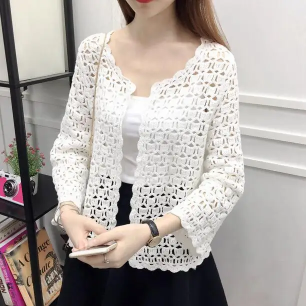 Camisas Mujer 2020 весна лето вязанная крючком белая кружевная блузка женские топы