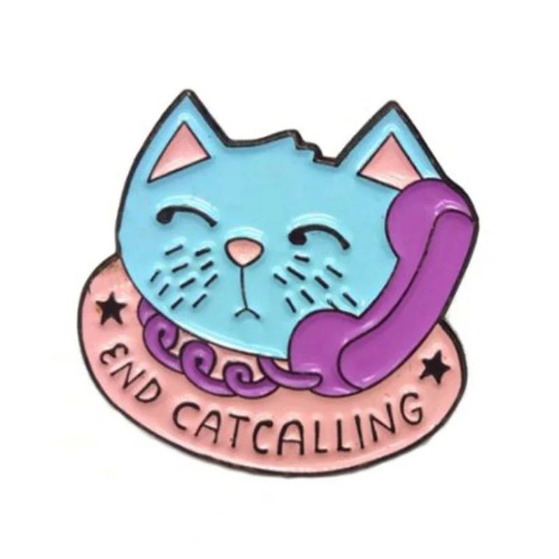 Мягкая эмалированная заколка с котом | Броши