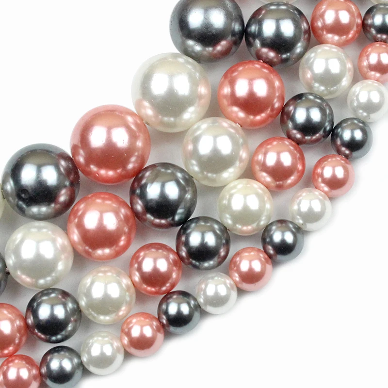 

Rose Gold White Natural Shell Pearl Round Loose Spacer Finding Beads For Jewelry Making Diy Pendant Bracelet 15" 6/8/10/12mm