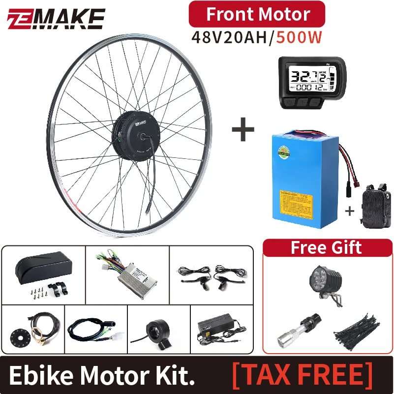 Electric Bicycle Conversion Kit Battery 20AH 48V 250W 350W 500W  20-29inch 700C EBike Brushless Hub Motor Bike Front Rear Wheel