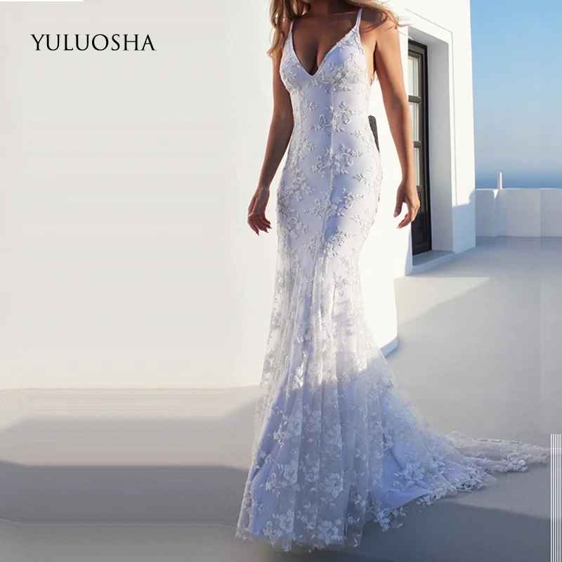 YULUOSHA сексуальные платья с v-образным вырезом на тонких бретельках открытой