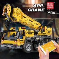 mould king truck model high tech motor power mobile crane sets building blocks bricks kids diy toys christmas gifts for children