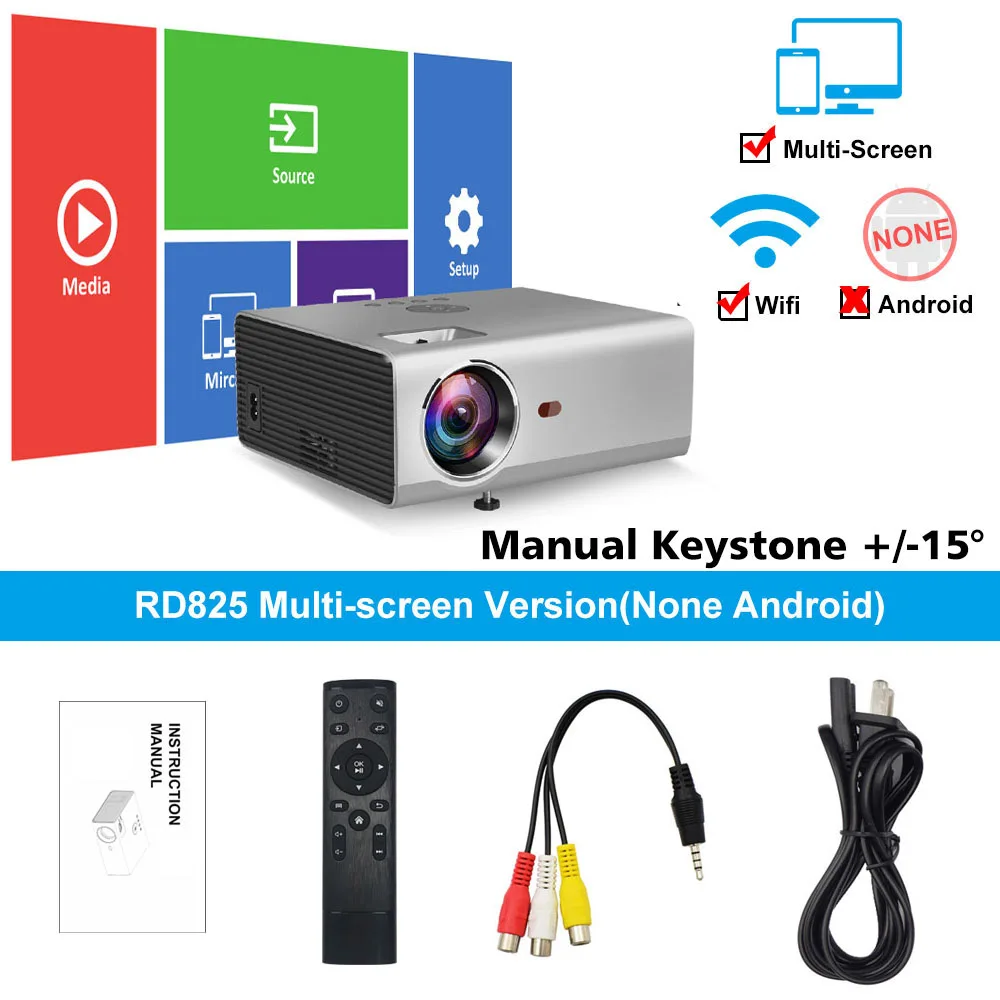 Rigal RD825 мини-проектор 1280x720 P светодиодный WiFi 3D проектор Android 6,0 проектор Поддержка HD 1080P Портативный ТВ домашний кинотеатр - Цвет: Multi Screen Version