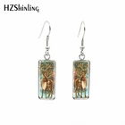 Новинка 2020, серьги в виде Санты и эльфов, рождественские прямоугольные серьги в форме оленя, серьги ручной работы с крючком, стеклянные купольные украшения