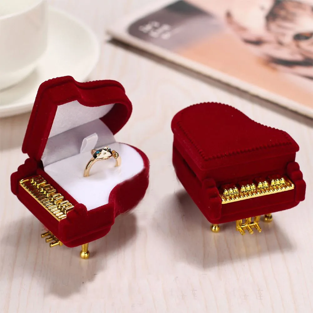 

High-grade Velvet Piano Ring Earring Pendant Boxes Women Engagement Wedding Gift Case Jewelry Storage Box Displayt Packaging
