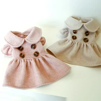 autumn and winter new princess bubble sleeve pet dog clothes cat pure color doll collar skirt