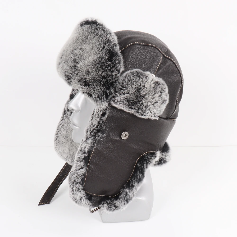 Новое поступление мужская 100% из натурального кроличьего меха шапки-ушанки