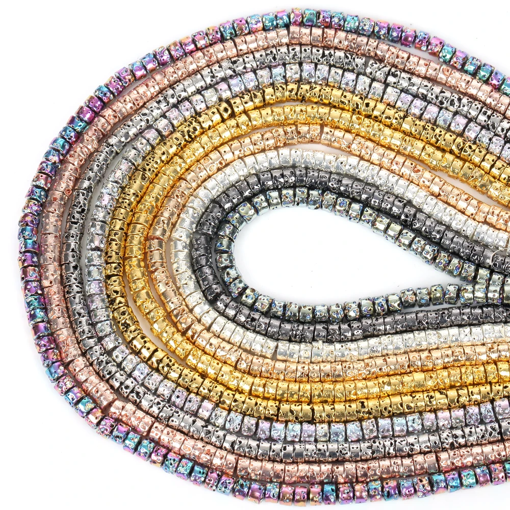 Бусины Из Натурального вулканического камня золотые и серебряные цветные