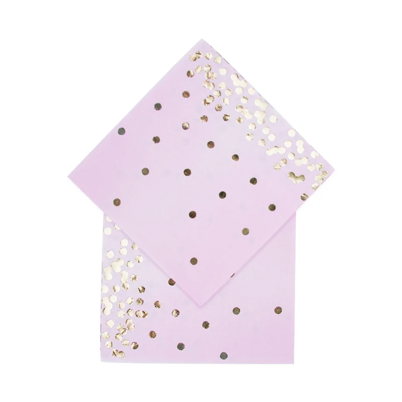 

16pcs Disposable Pink Gold Foil Dot Paper Napkins Birthday Wedding Party Decration Tableware Supplies Eco-Friendly