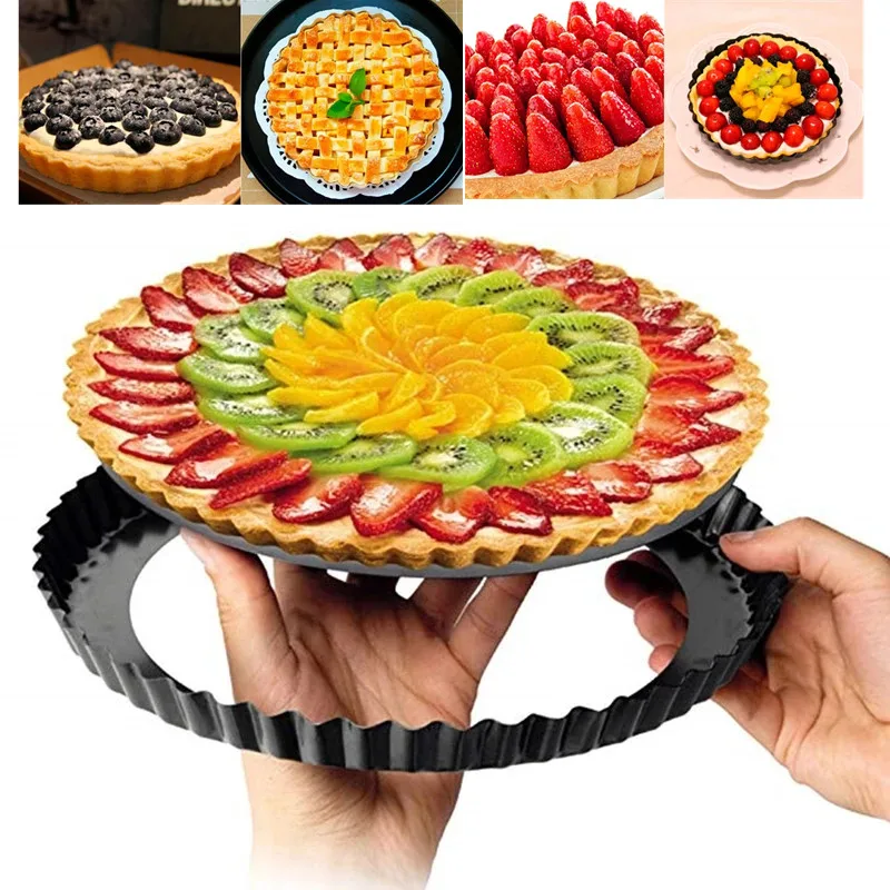 

Round Live Bottom Cake Mold Non-Stick Tart Quiche Flan Pie Pizza Tray Cake Pan Removable Loose Fluted Duty Bakeware DIY