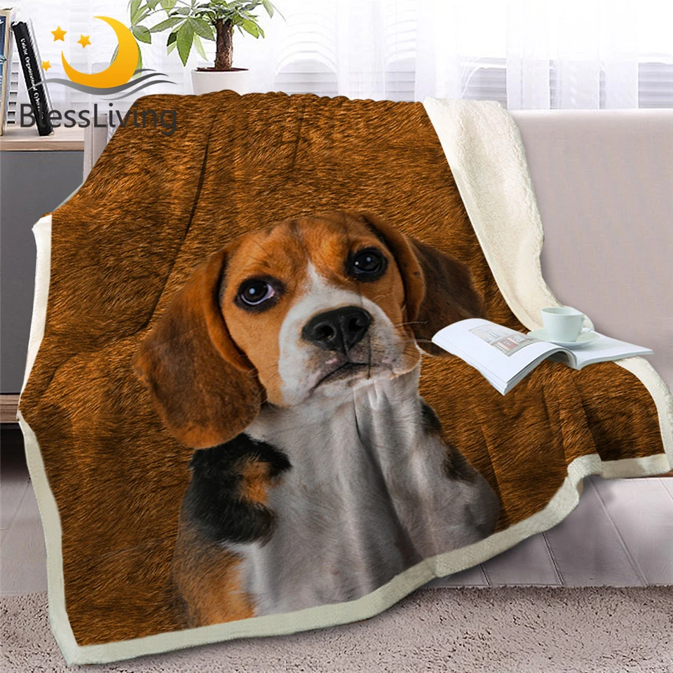 Blesslive Beagle Sherpa одеяло для кровати, коричневое покрывало с принтом собаки для взрослых, 3D животное, мягкие плюшевые покрывала 150x200 см