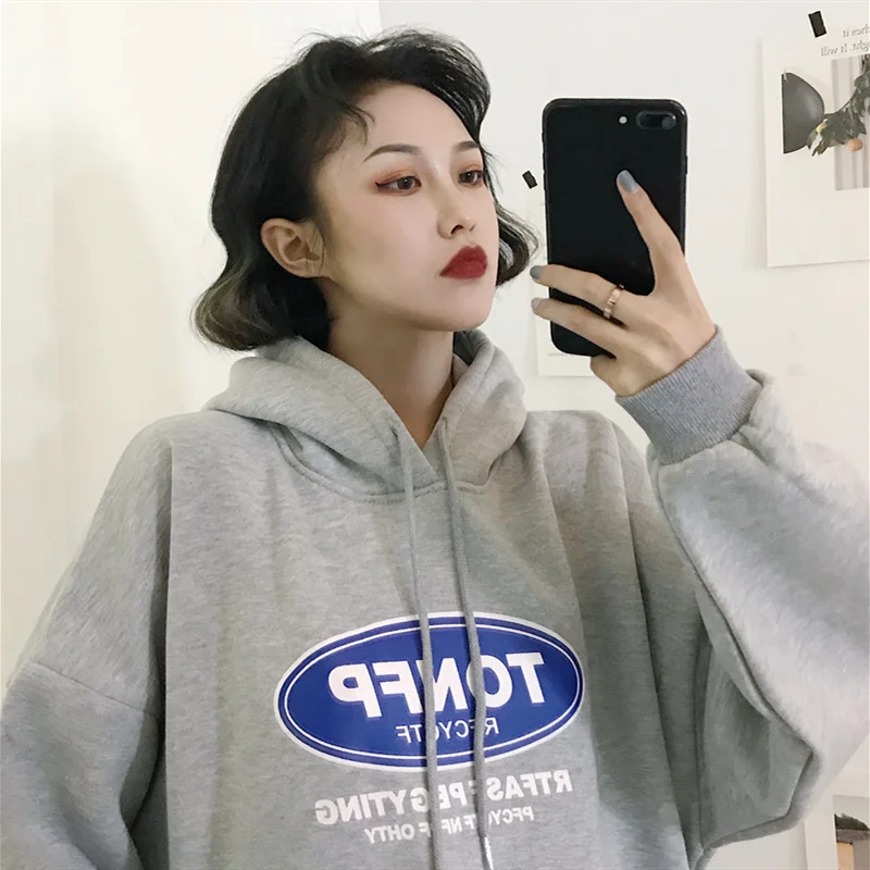 

NEW Hoodies Womens Loose Plus Velvet Korean Students Style Harajuku Thick Streetwear Sweatshirts Casual Women Vintage Trendy Chi