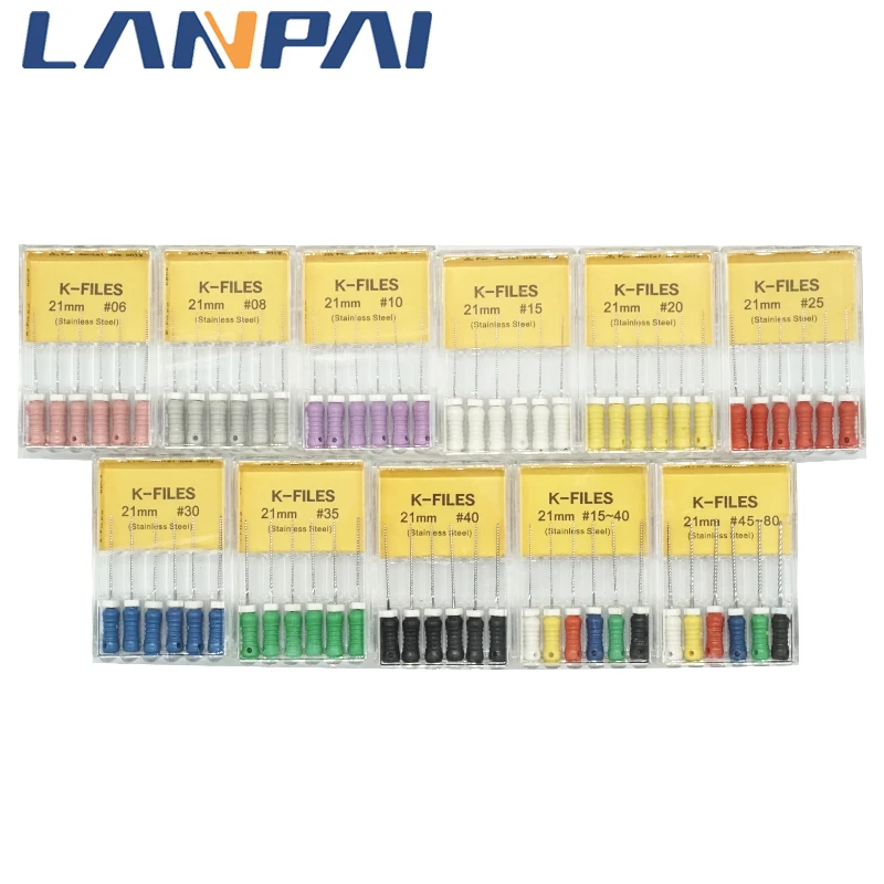 Lanpai Dental K Файлы 6 шт./упак. Органайзер ручная пилка нержавеющая сталь 25/21 мм высокая