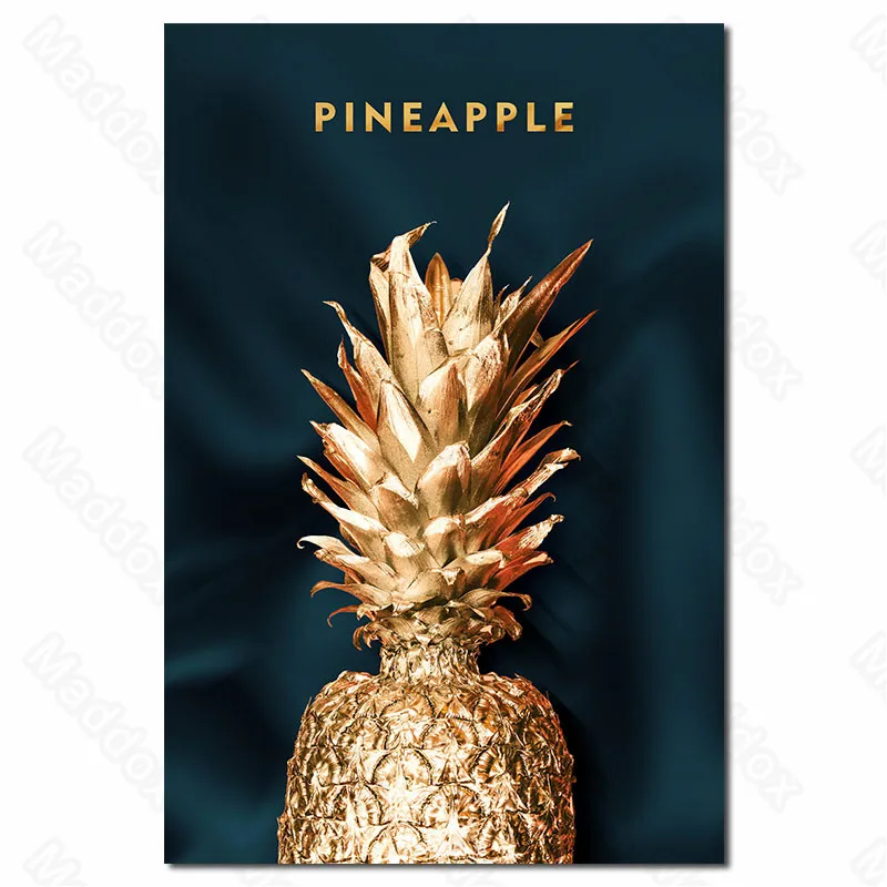 

Frameless Style Light Luxury Style Golden Pineapple Hanging Painting Fashion Creative Personality Bedroom Decoration Painting
