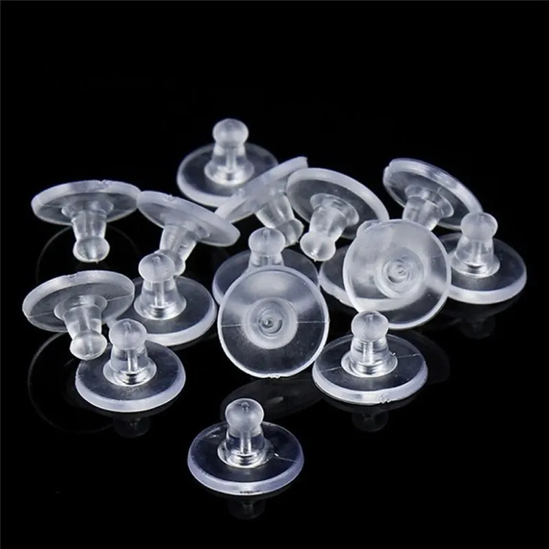 

100Pcs/pack Clear Soft Sleeves Earring Holders Stoppers Nut Silicone Heavy Duty Rubber Earring Backs Wholesale