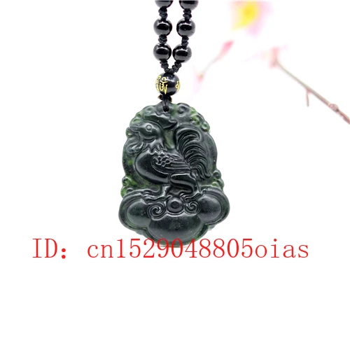 Ожерелье из натурального черного и зеленого нефрита обсидиана курица кулон