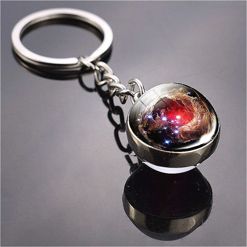 17 Style Shine Solar System Key Chain Planet Keyring Galaxy Nebula Space Moon Earth Sun Mars Glass Ball Douside Keychain | Украшения и