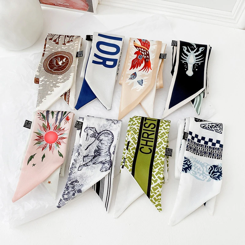 

Luxury brand number 1854 classic scarf fashion imitation silk classic badge hairband streamer belt ladies WJ20050FG