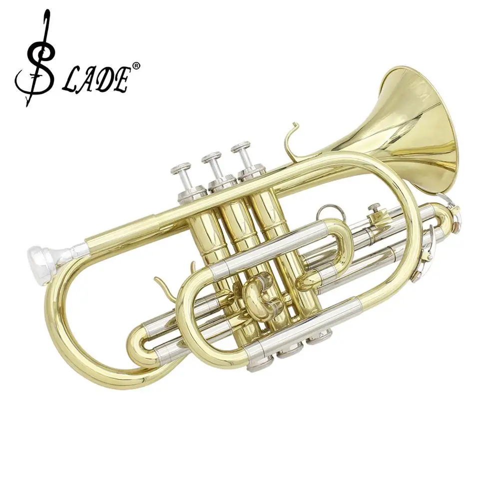 SLADE Профессиональный Золотой Bb cornet Silve ключ латунный инструмент с Чехол перчатки