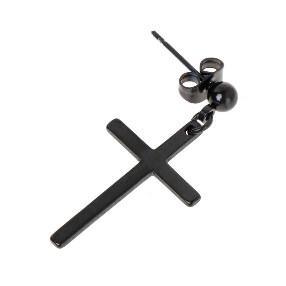 

1Pcs Fashion Women Men Black Punk Cross Pendant Cartilage Drop Dangle Earring Hipster Personality Street Rock Earrings Jewelry