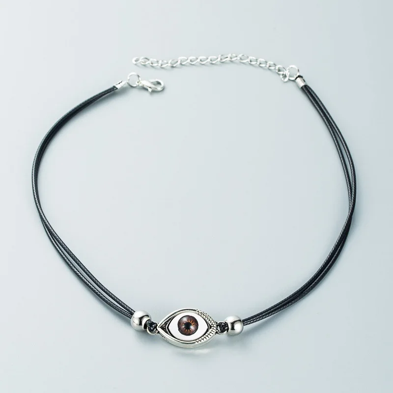 

Простое новое черное искусственное ожерелье с бусинами в виде глаза для женщин женское модное короткое ожерелье до ключиц ювелирные издели...