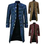 Мужская винтажная куртка в стиле стимпанк, с длинным рукавом, на Хэллоуин, повседневная одежда на пуговицах, в готическом стиле, пиджак-фрак