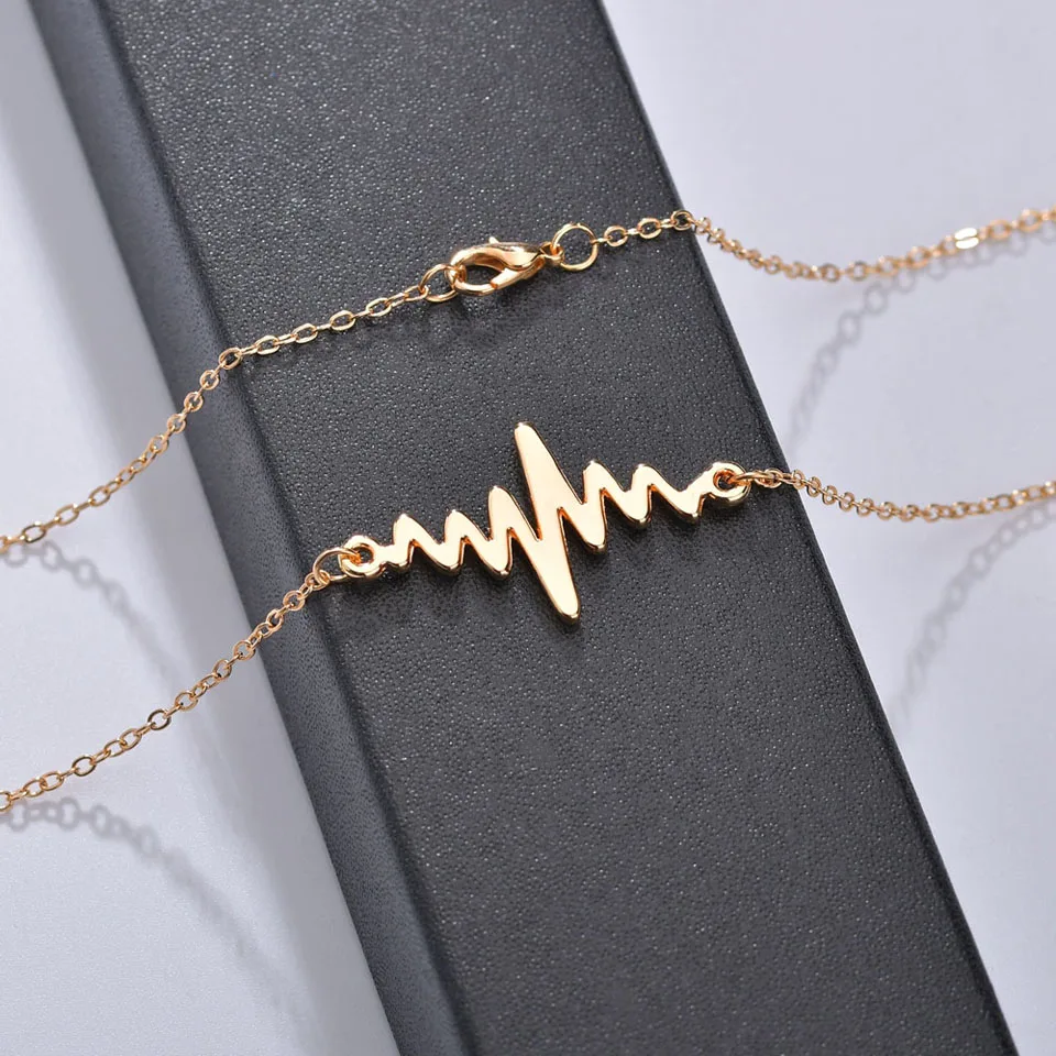 Ожерелье с ЭКГ и сердцем на цепочке изящные ожерелья минималистичные Подвески в