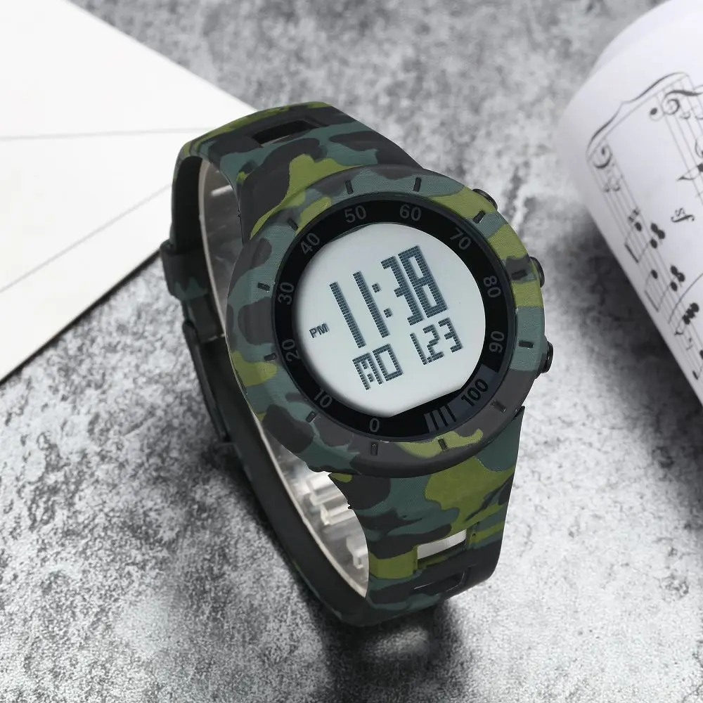 

Digital Men Sport watch fashion Waterproof Camouflage military Green LED Boys male Wristwatch alarm stopwatch relogio masculino