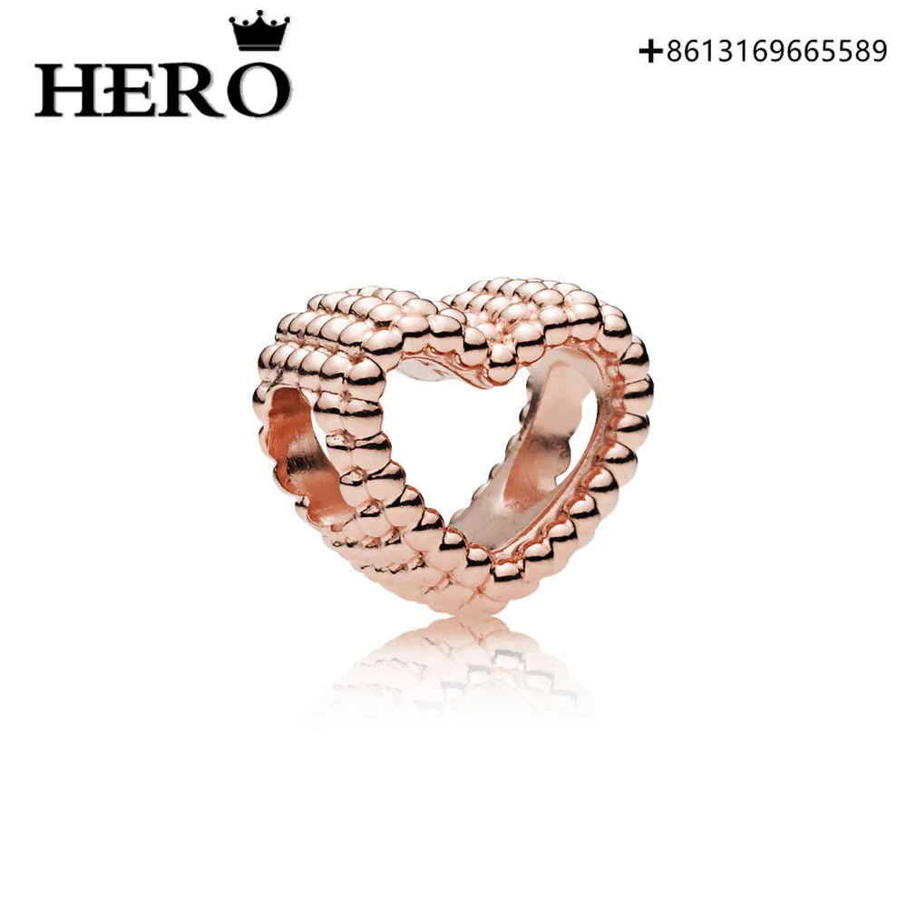 

HERO 100 % 925 Sterling Silver Original High Quality 1:1 Love Plated Rose Gold Beads Have Logo Free Envelope Mail