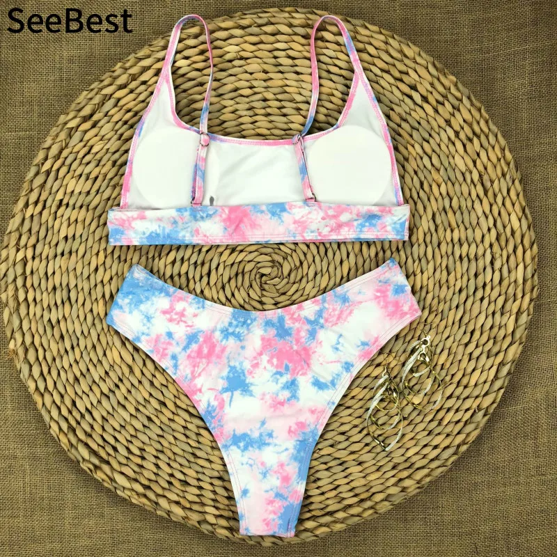 

SeeBest 2020 Summer Tie Dye Bathing Suit Bikini Wear Women Swimwear Brazilian Bikini Swimwear Women Padded 2 Pieces Sets Bikini
